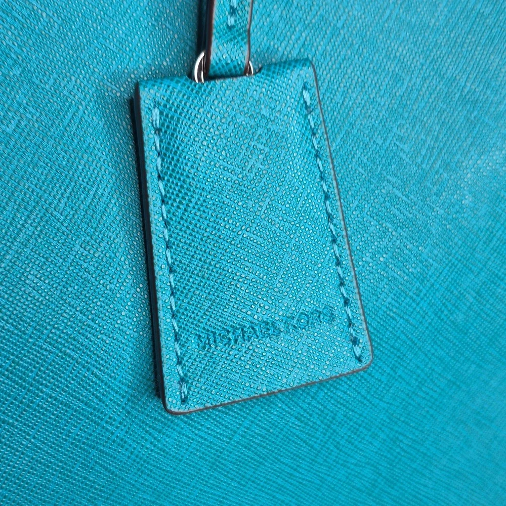 Michael Kors Hamilton Aqua/Turquoise Saffiano Satchel - Picture 16 of 17